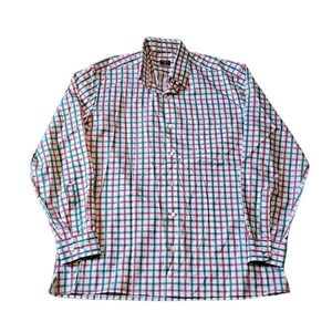 Solemare red and green men’s plaid button-down dress shirt.L Italy